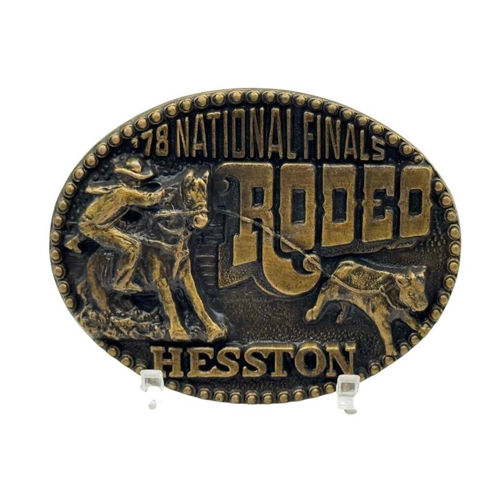 Hesston 1978 National Finals Rodeo Calf Roping Fourth Edition Belt Buckle